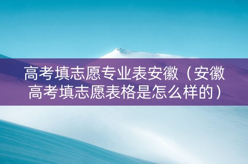 高考填志愿专业表安徽（安徽高考填志愿表格是怎么样的）