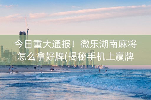 今日重大通报！微乐湖南麻将怎么拿好牌(揭秘手机上赢牌技巧)