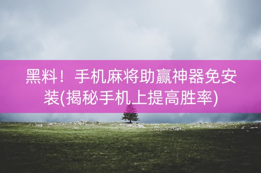黑料！手机麻将助赢神器免安装(揭秘手机上提高胜率)