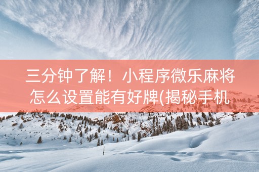 三分钟了解！小程序微乐麻将怎么设置能有好牌(揭秘手机上规律攻略)