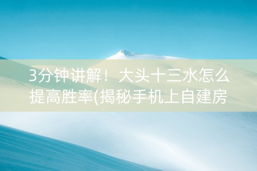 3分钟讲解！大头十三水怎么提高胜率(揭秘手机上自建房怎么赢)