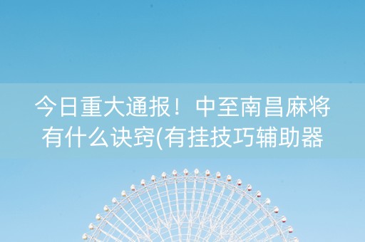 今日重大通报！中至南昌麻将有什么诀窍(有挂技巧辅助器)