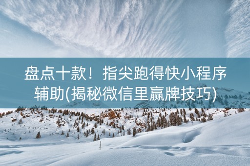 盘点十款！指尖跑得快小程序辅助(揭秘微信里赢牌技巧)