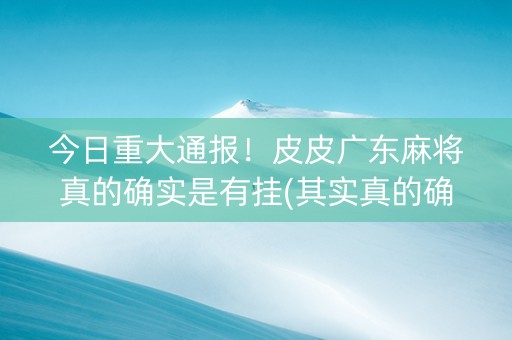 今日重大通报！皮皮广东麻将真的确实是有挂(其实真的确实有挂)
