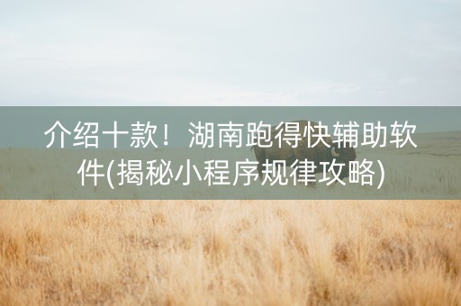 介绍十款！湖南跑得快辅助软件(揭秘小程序规律攻略)