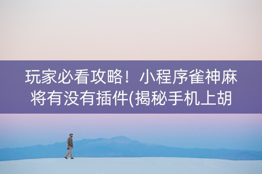 玩家必看攻略！小程序雀神麻将有没有插件(揭秘手机上胡牌神器)