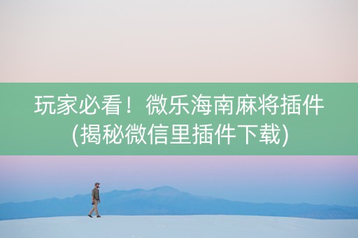玩家必看！微乐海南麻将插件(揭秘微信里插件下载)