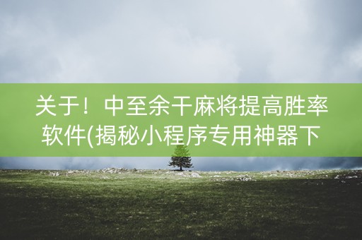 关于！中至余干麻将提高胜率软件(揭秘小程序专用神器下载)