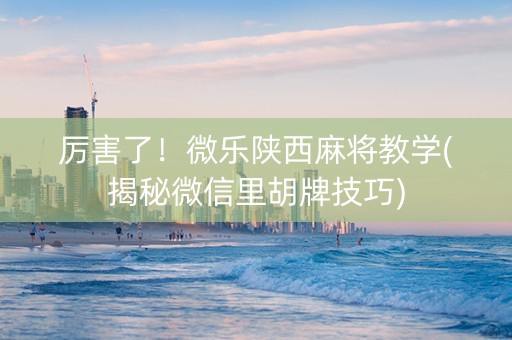 厉害了！微乐陕西麻将教学(揭秘微信里胡牌技巧)