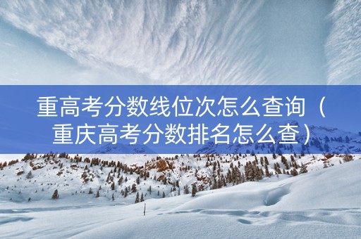 重高考分数线位次怎么查询（重庆高考分数排名怎么查）