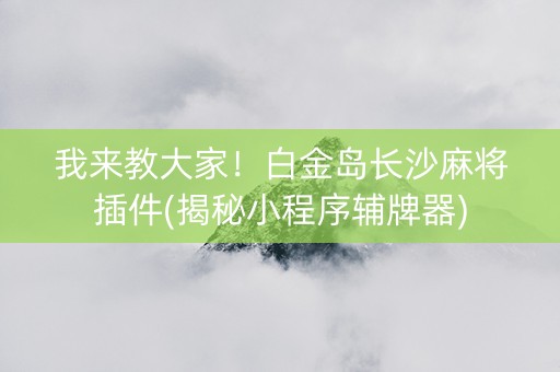 我来教大家！白金岛长沙麻将插件(揭秘小程序辅牌器)