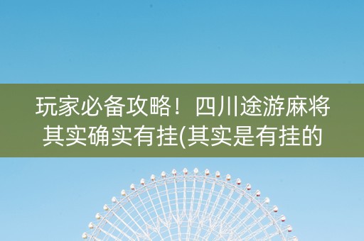玩家必备攻略！四川途游麻将其实确实有挂(其实是有挂的)