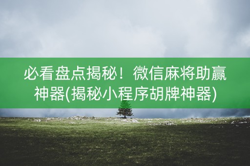 必看盘点揭秘！微信麻将助赢神器(揭秘小程序胡牌神器)