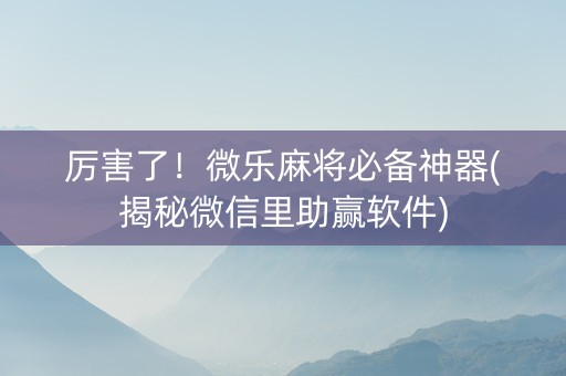 厉害了！微乐麻将必备神器(揭秘微信里助赢软件)