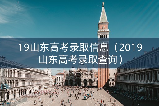19山东高考录取信息（2019山东高考录取查询）