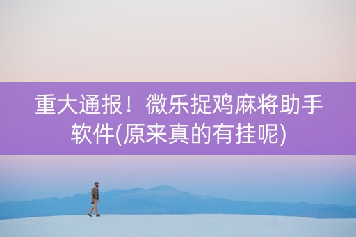 重大通报！微乐捉鸡麻将助手软件(原来真的有挂呢)