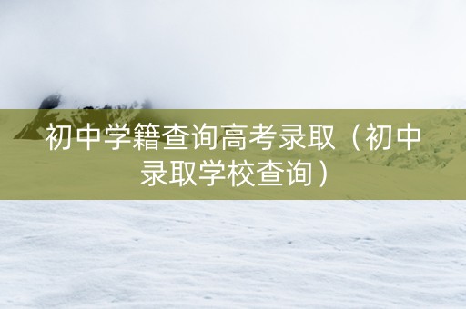 初中学籍查询高考录取（初中录取学校查询）
