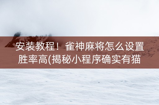 安装教程！雀神麻将怎么设置胜率高(揭秘小程序确实有猫腻)