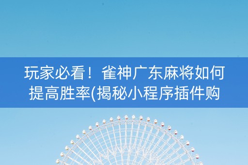 玩家必看！雀神广东麻将如何提高胜率(揭秘小程序插件购买)