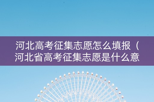 河北高考征集志愿怎么填报（河北省高考征集志愿是什么意思）