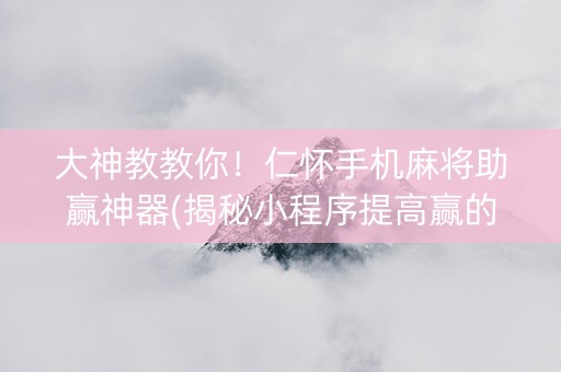 大神教教你！仁怀手机麻将助赢神器(揭秘小程序提高赢的概率)