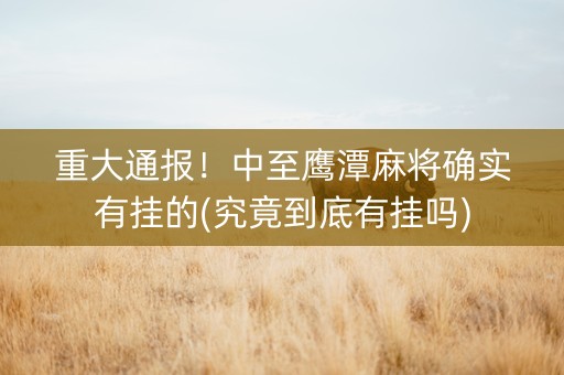 重大通报！中至鹰潭麻将确实有挂的(究竟到底有挂吗)