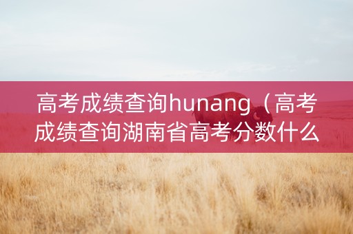 高考成绩查询hunang（高考成绩查询湖南省高考分数什么时候出）