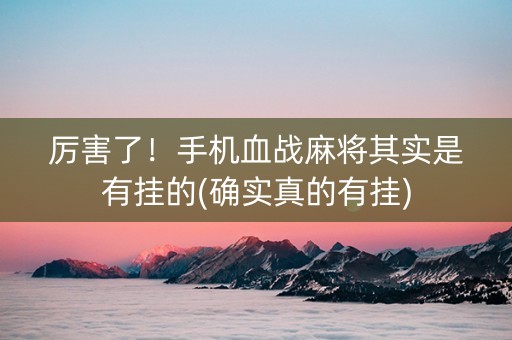 厉害了！手机血战麻将其实是有挂的(确实真的有挂)