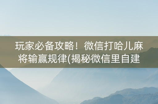 玩家必备攻略！微信打哈儿麻将输赢规律(揭秘微信里自建房怎么赢)
