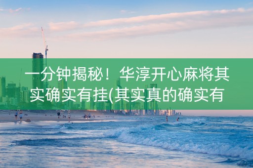 一分钟揭秘！华淳开心麻将其实确实有挂(其实真的确实有挂)