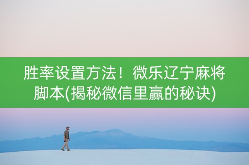 胜率设置方法！微乐辽宁麻将脚本(揭秘微信里赢的秘诀)
