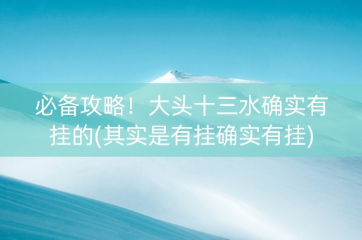 必备攻略！大头十三水确实有挂的(其实是有挂确实有挂)