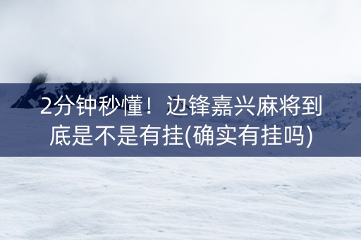 2分钟秒懂！边锋嘉兴麻将到底是不是有挂(确实有挂吗)