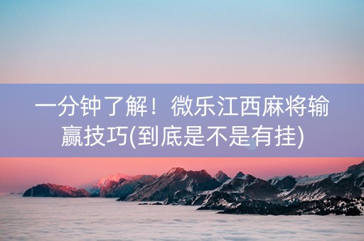 一分钟了解！微乐江西麻将输赢技巧(到底是不是有挂)