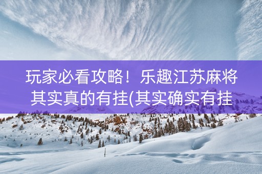 玩家必看攻略！乐趣江苏麻将其实真的有挂(其实确实有挂)