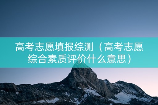 高考志愿填报综测（高考志愿综合素质评价什么意思）