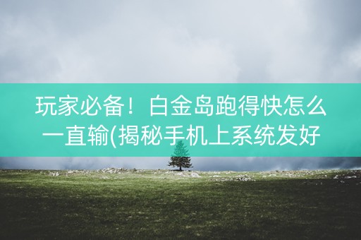 玩家必备！白金岛跑得快怎么一直输(揭秘手机上系统发好牌)