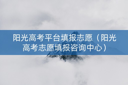阳光高考平台填报志愿（阳光高考志愿填报咨询中心）