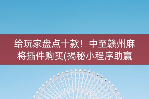 给玩家盘点十款！中至赣州麻将插件购买(揭秘小程序助赢软件)