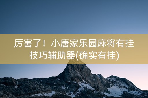 厉害了！小唐家乐园麻将有挂技巧辅助器(确实有挂)