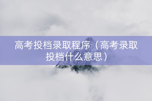 高考投档录取程序（高考录取投档什么意思）