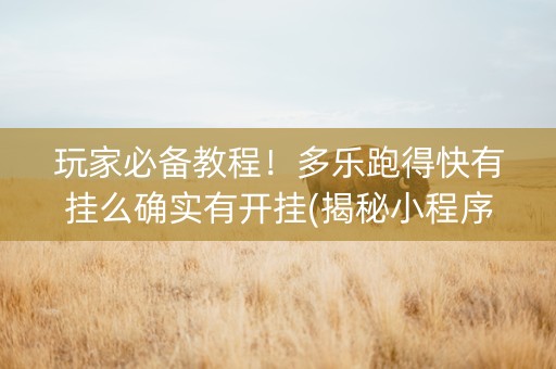 玩家必备教程！多乐跑得快有挂么确实有开挂(揭秘小程序助攻神器)