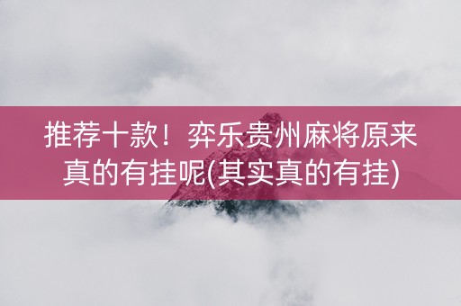 推荐十款！弈乐贵州麻将原来真的有挂呢(其实真的有挂)