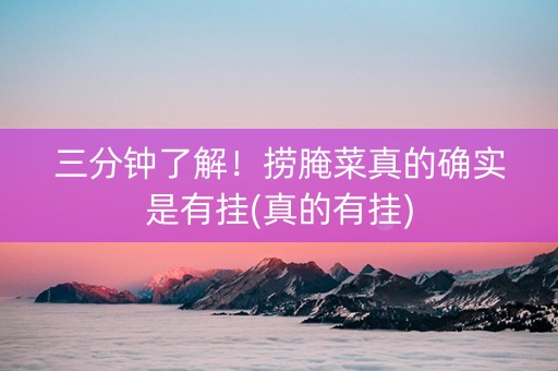 三分钟了解！捞腌菜真的确实是有挂(真的有挂)