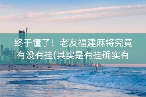 终于懂了！老友福建麻将究竟有没有挂(其实是有挂确实有挂)