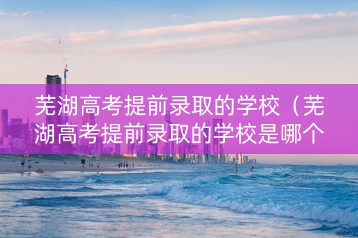 芜湖高考提前录取的学校（芜湖高考提前录取的学校是哪个）