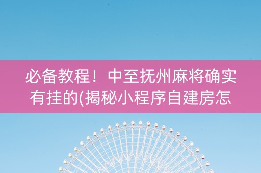 必备教程！中至抚州麻将确实有挂的(揭秘小程序自建房怎么赢)