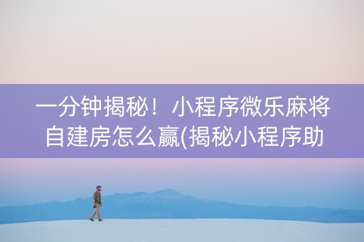 一分钟揭秘！小程序微乐麻将自建房怎么赢(揭秘小程序助赢神器)