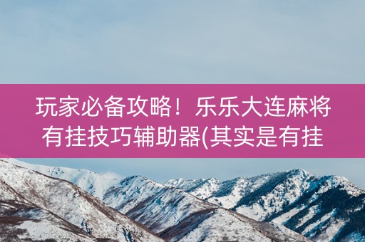 玩家必备攻略！乐乐大连麻将有挂技巧辅助器(其实是有挂确实有挂)