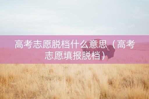 高考志愿脱档什么意思（高考志愿填报脱档）